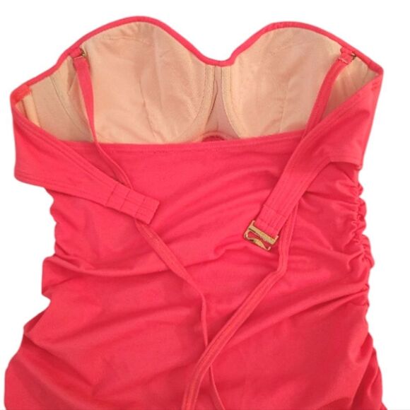 Victoria's Secret 2014 Hot Pink Strapless Push Up Ruched Tankini Swim Top 36C - Picture 10 of 13
